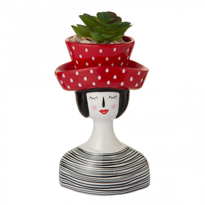 Baroni Home Vaso in Ceramica a Forma di Coppa Linea Lovely Girl Vestito  Rosso Collana Cuore 18x18x21 cm : : Casa e cucina